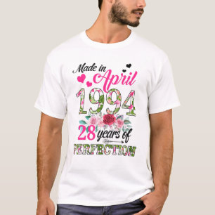Made In April 1994 Floral 28 Years Old 28Th Birthd T-Shirt
