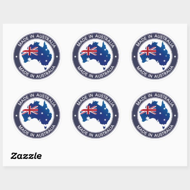 Made in Australia Classic Round Sticker (Sheet)