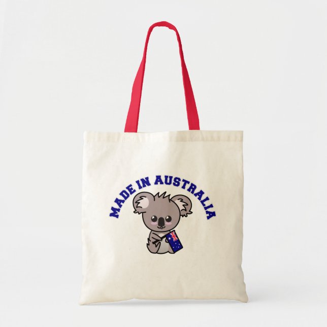 Made In Australia: Koala Holding Australian Flag Tote Bag (Front)