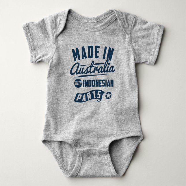 Made In Australia With Indonesian Parts Baby Bodysuit (Front)