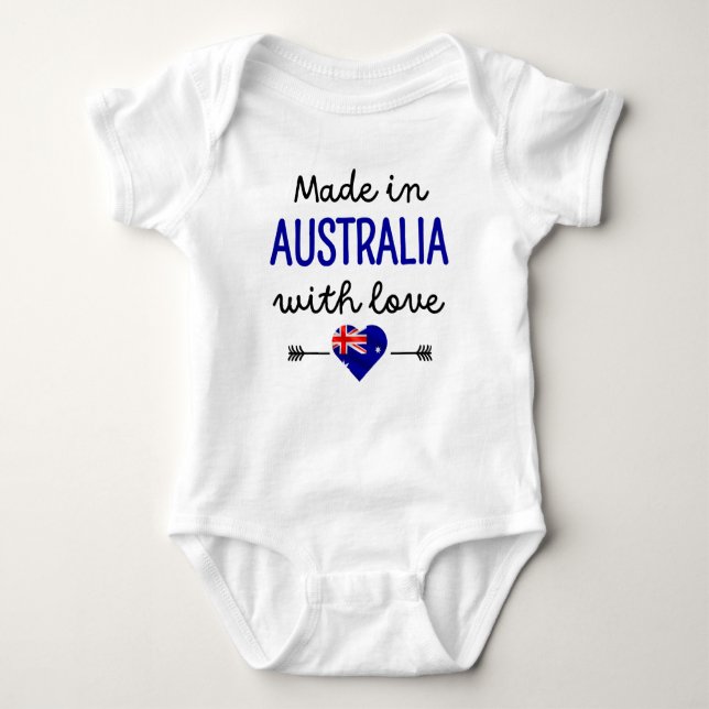 Made in Australia with Love Cute Baby Bodysuit (Front)