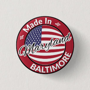 Made in Baltimore Maryland USA Flag 3 Cm Round Badge