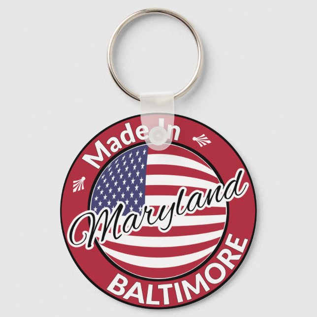 Made in Baltimore Maryland USA Flag Key Ring (Front)