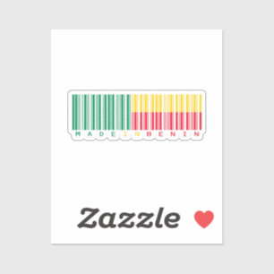 Made in Benin Barcode Flag Sticker