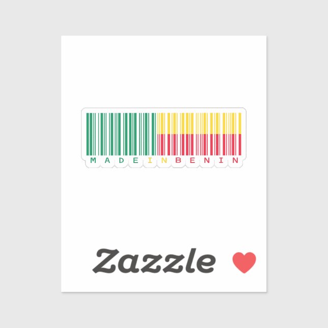 Made in Benin Barcode Flag Sticker (Sheet)