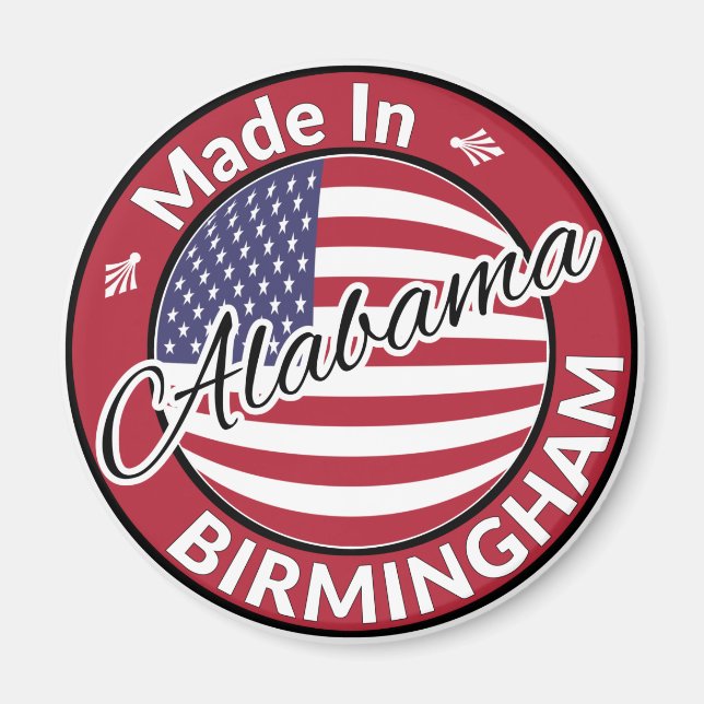 Made in Birmingham Alabama Stars and Stripes Flag Magnet (Front)
