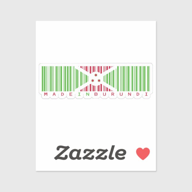Made in Burundi Barcode Flag Sticker (Sheet)