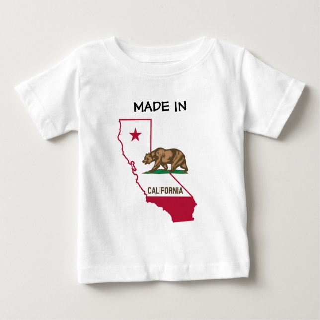 Made in California - Silhouette and Flag Baby T-Shirt (Front)