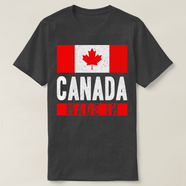 Made in Canada Distressed National Flag Of Canada  T-Shirt (Design Front)
