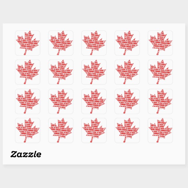 Made in Canada Red Maple Leaf Sticker (Sheet)