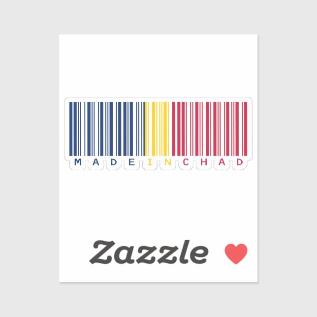 Made in Chad Barcode Flag Sticker (Sheet)