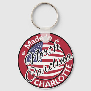 Made in Charlotte North Carolina USA Flag Key Ring