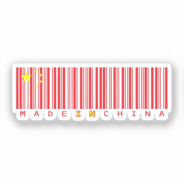 Made in China Barcode Flag Sticker (Front)