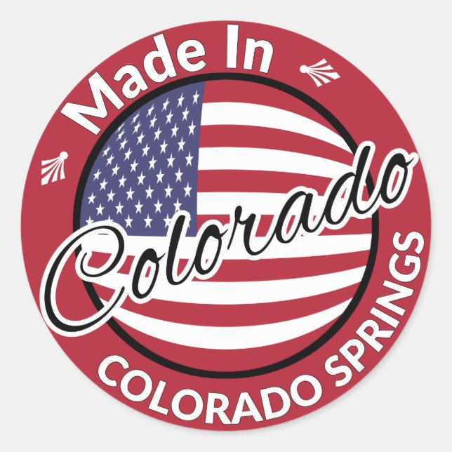 Made in Colorado Springs USA Flag Classic Round Sticker (Front)