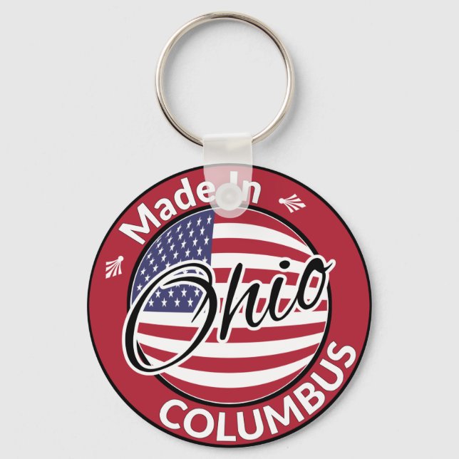 Made in Columbus Ohio United States Flag Key Ring (Front)