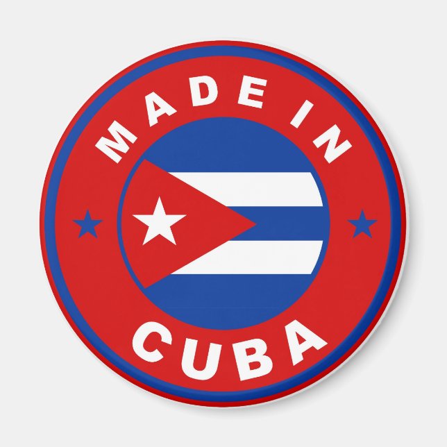 made in cuba country flag product label round magnet (Front)