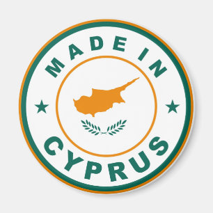 made in cyprus country flag product label round magnet