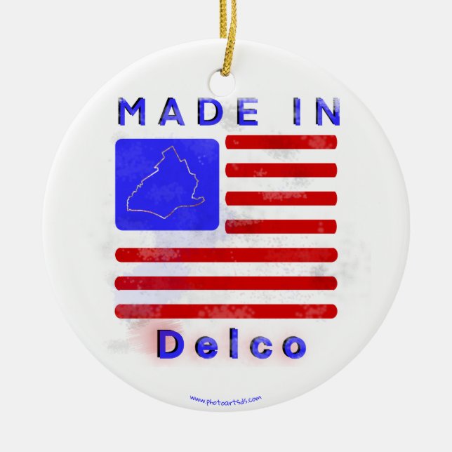 Made in Delco Ceramic Ornament (Front)