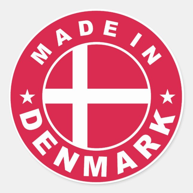 made in denmark country flag label round stamp (Front)
