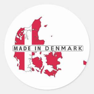 made in denmark country map shape flag label