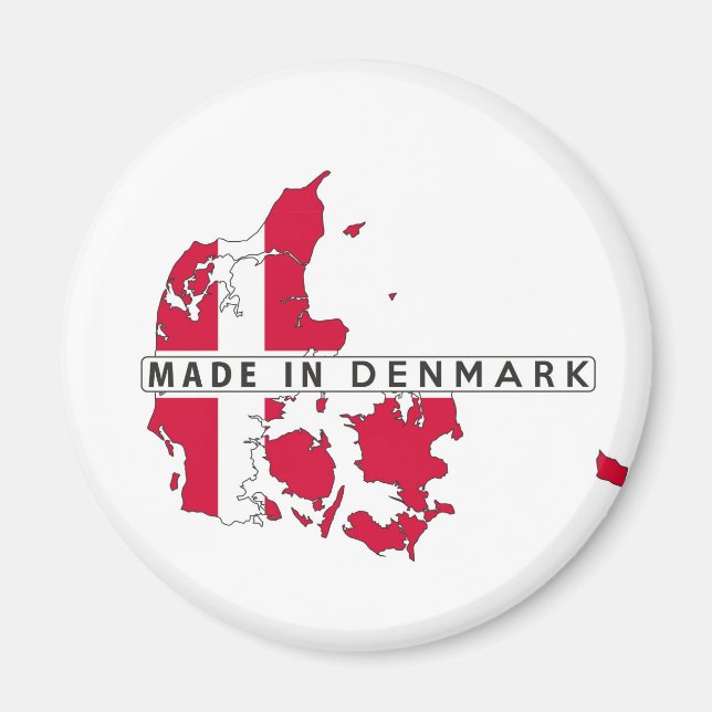 made in denmark country map shape flag label magnet (Front)