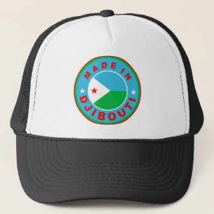 made in djibouti country flag product label round trucker hat