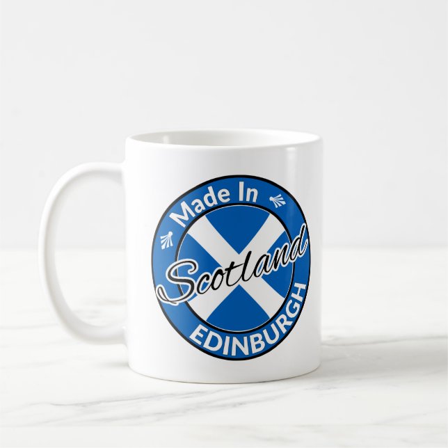 Made in Edinburgh Scotland Saltire Flag Coffee Mug (Left)