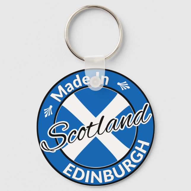 Made in Edinburgh Scotland Saltire Flag Key Ring (Front)