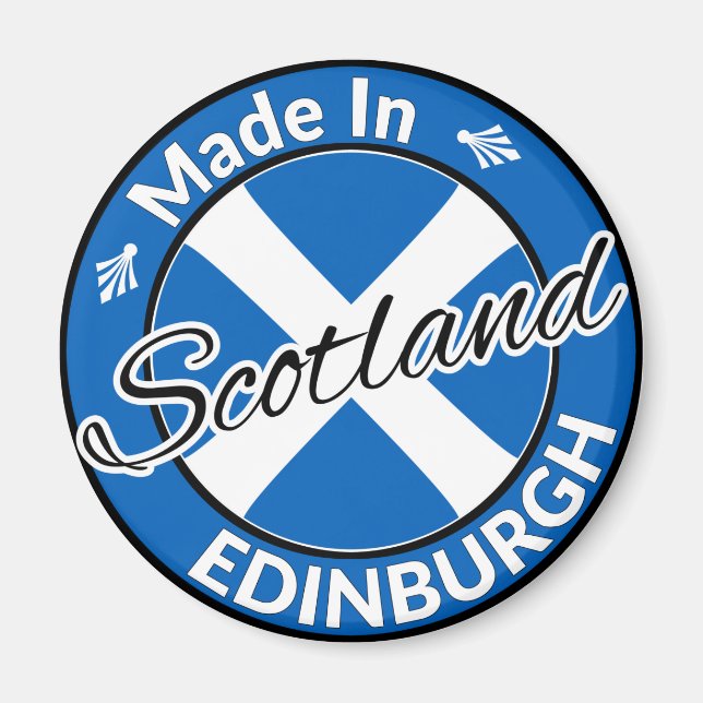 Made in Edinburgh Scotland Saltire Flag Magnet (Front)