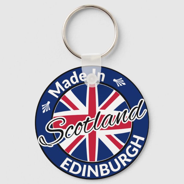 Made in Edinburgh Scotland Union Jack Flag Key Ring (Front)