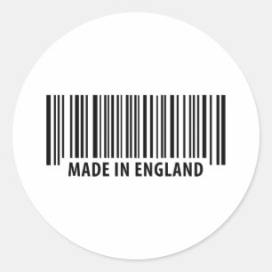 made in england bar code barcode classic round sticker