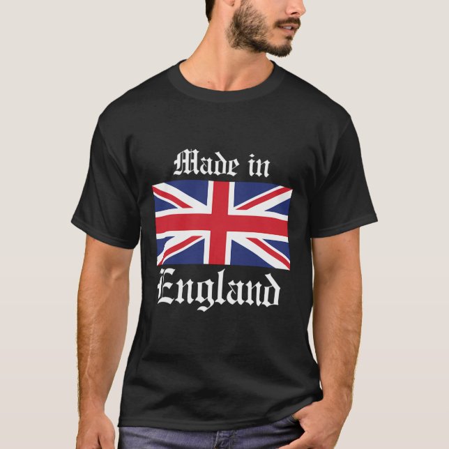 Made In England Union Jack Hoodie English Humour T-Shirt (Front)