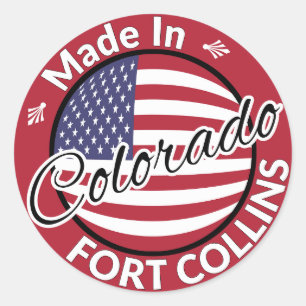 Made in Fort Collins Colorado American Flag Classic Round Sticker