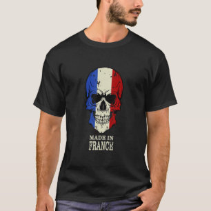 Made In France Cool French Flag Skull Illustration T-Shirt