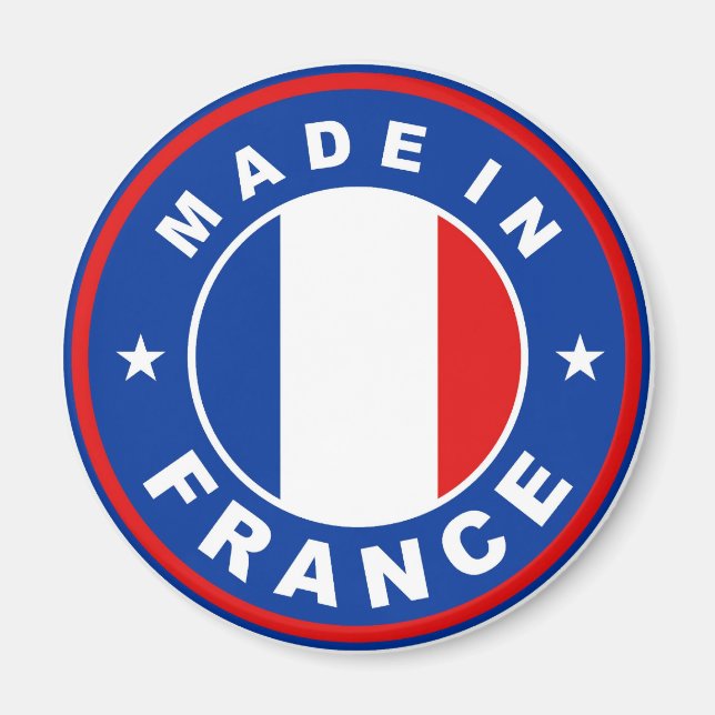 made in france country flag label round stamp magnet (Front)