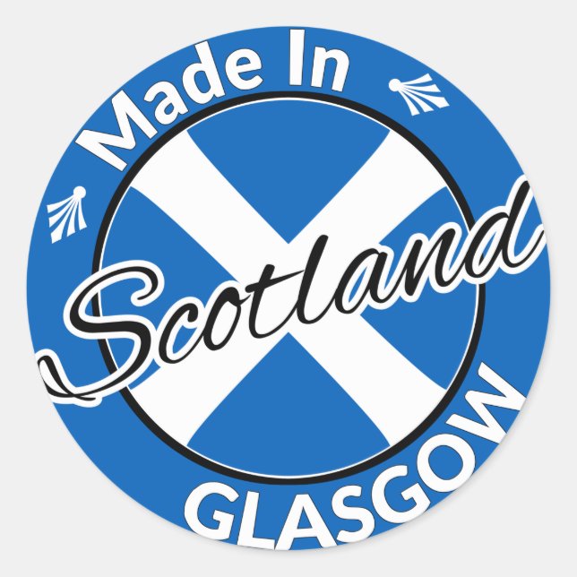 Made in Glasgow Scotland Saltire Flag Classic Round Sticker (Front)