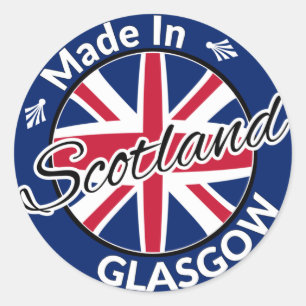 Made in Glasgow Scotland Union Jack Flag Classic Round Sticker