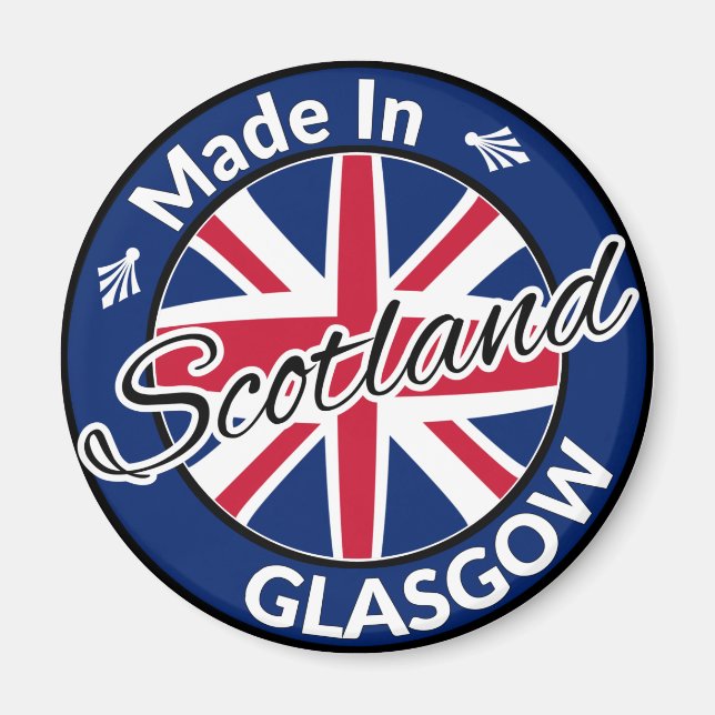 Made in Glasgow Scotland Union Jack Flag Magnet (Front)