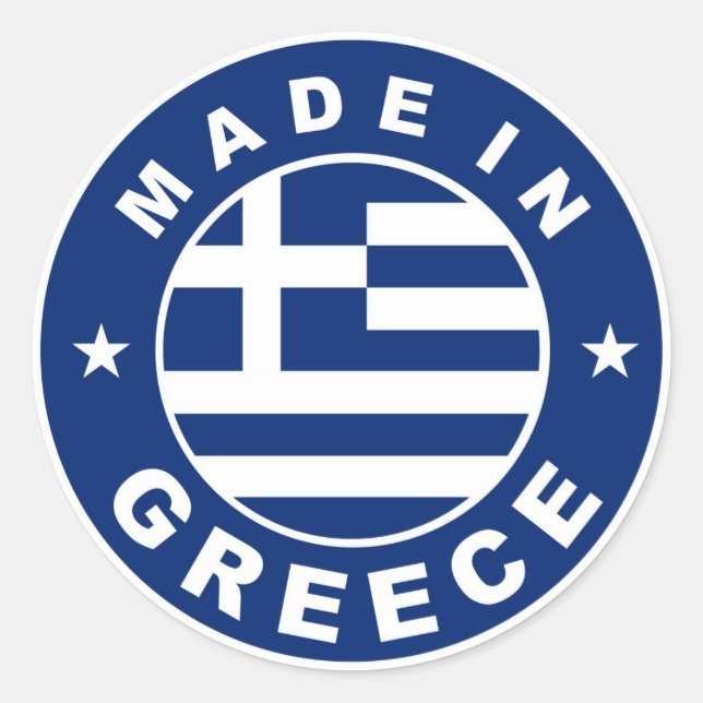 made in greece country flag label round stamp (Front)