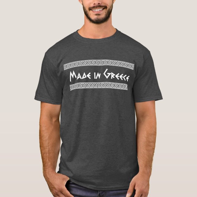 "Made In Greece" with Meander Pattern T-Shirt (Front)