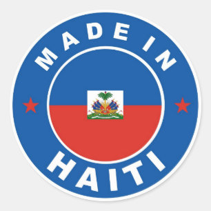 made in haiti country flag product label round