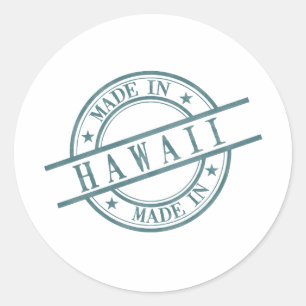 Made In Hawaii Stamp Style Logo Symbol Green Classic Round Sticker