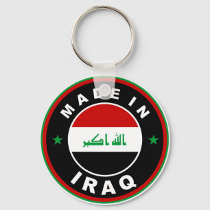 made in iraq country flag label round stamp key ring