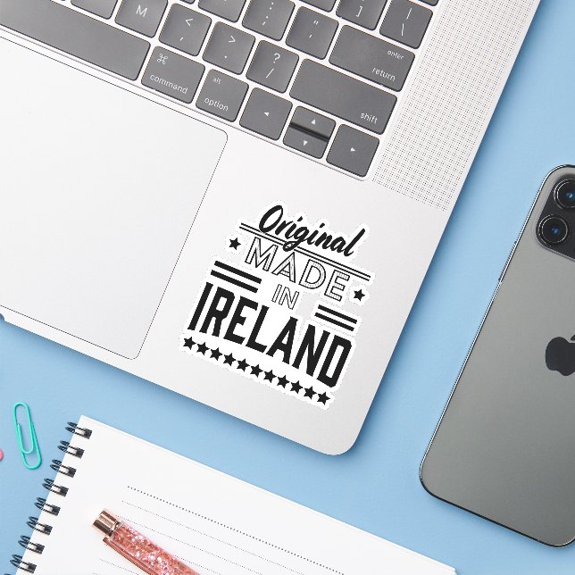 made in Ireland beautiful retro logo. (Laptop w/ iPhone)