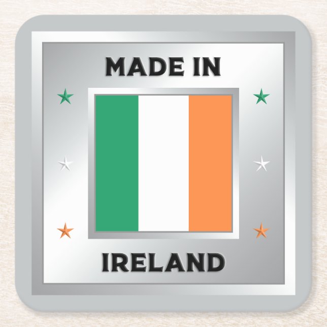 Made In Ireland Square Paper Coaster (Front)