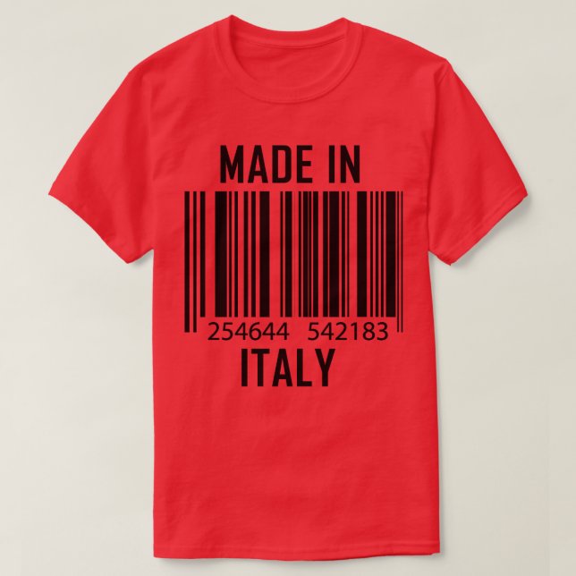 Made In Italy Barcode Funny  T-Shirt (Design Front)