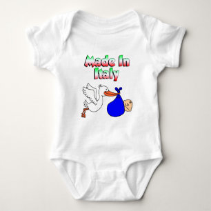 Made In Italy Stork Blue Baby Bodysuit