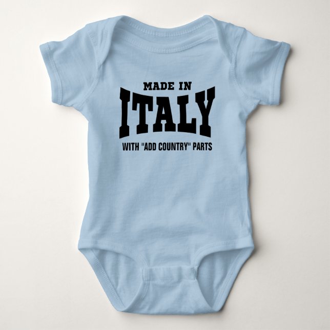 Made In Italy With "add country" Parts Custom Baby Bodysuit (Front)