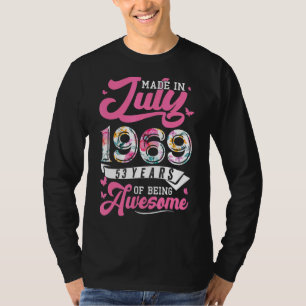 Made In July 1969 Floral 53 Year Old 53rd Birthday T-Shirt