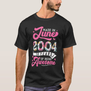 Made In June 2004 Floral 18 Year Old 18th Birthday T-Shirt